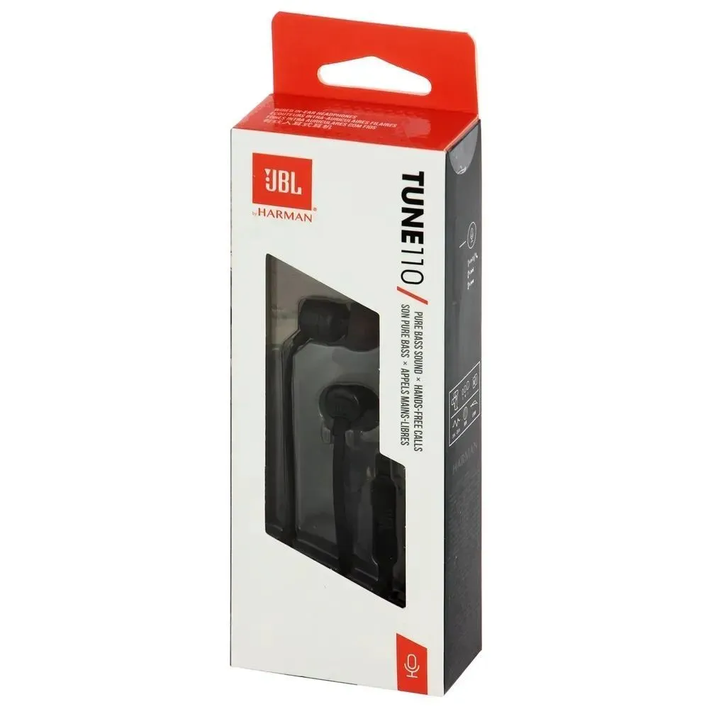 Наушники проводные с микрофоном JBL Tune 110BT, 3.5 мм, черный